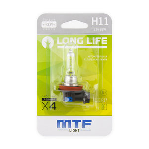 Изображение 3, HLL1211B Лампа 12V H11 55W PGJ19-2 блистер (1шт.) Long Life MTF