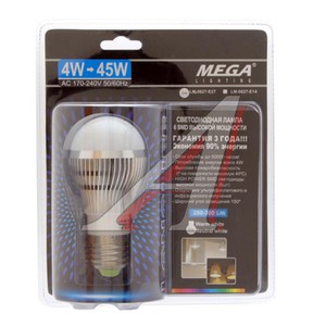 Изображение 2, LM-0627WW-E27 Лампа светодиодная E27 G45 4W(45W) 220V теплый MEGA LIGHTING