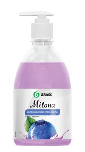 Изображение 1, 126300 Мыло жидкое MILANA черника в йогурте 0.5л с дозатором GRASS