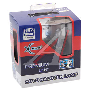Изображение 1, 1007139 Лампа 12V HB4(9006) 55W P22d +100% 3600К бокс (2шт.) Premium XENITE